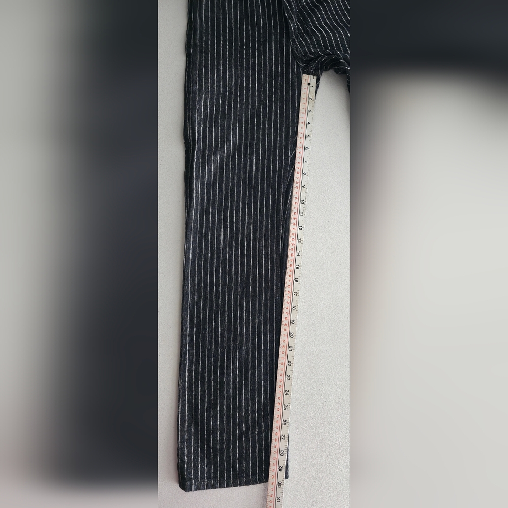 Zara High Rise Pinstripe Flare Jeans Black White Striped Wide Leg Retro Goth - Picture 10 of 12